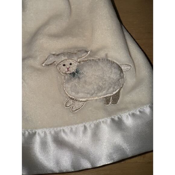 Bearington Baby Lamb Lovey Satin Sherpa Security Blanket Plush Sewn Eyes - Picture 12 of 14
